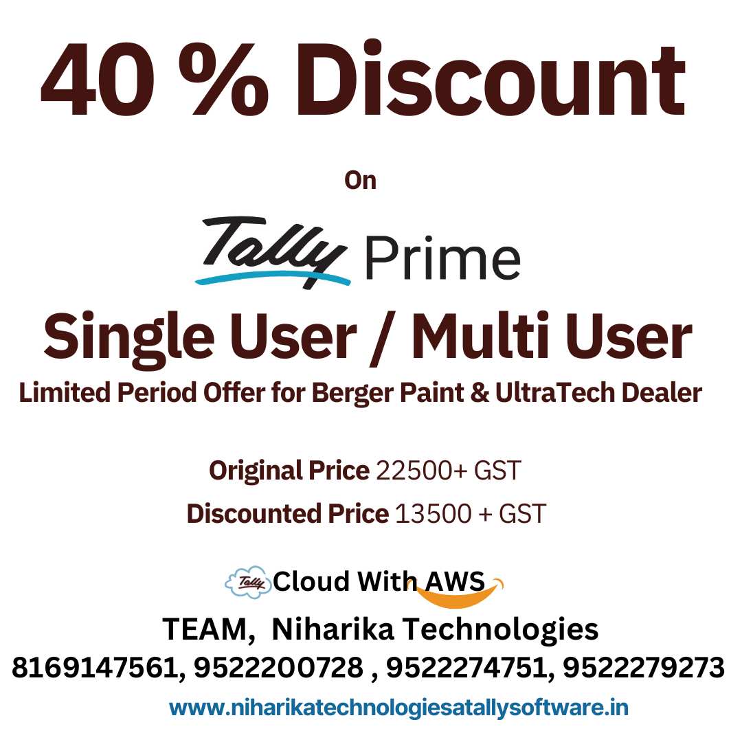 Read more about the article Tally Prime 40% Discount Offer 2026 for Berger Paint & UltraTech Dealers | Niharika Technologies