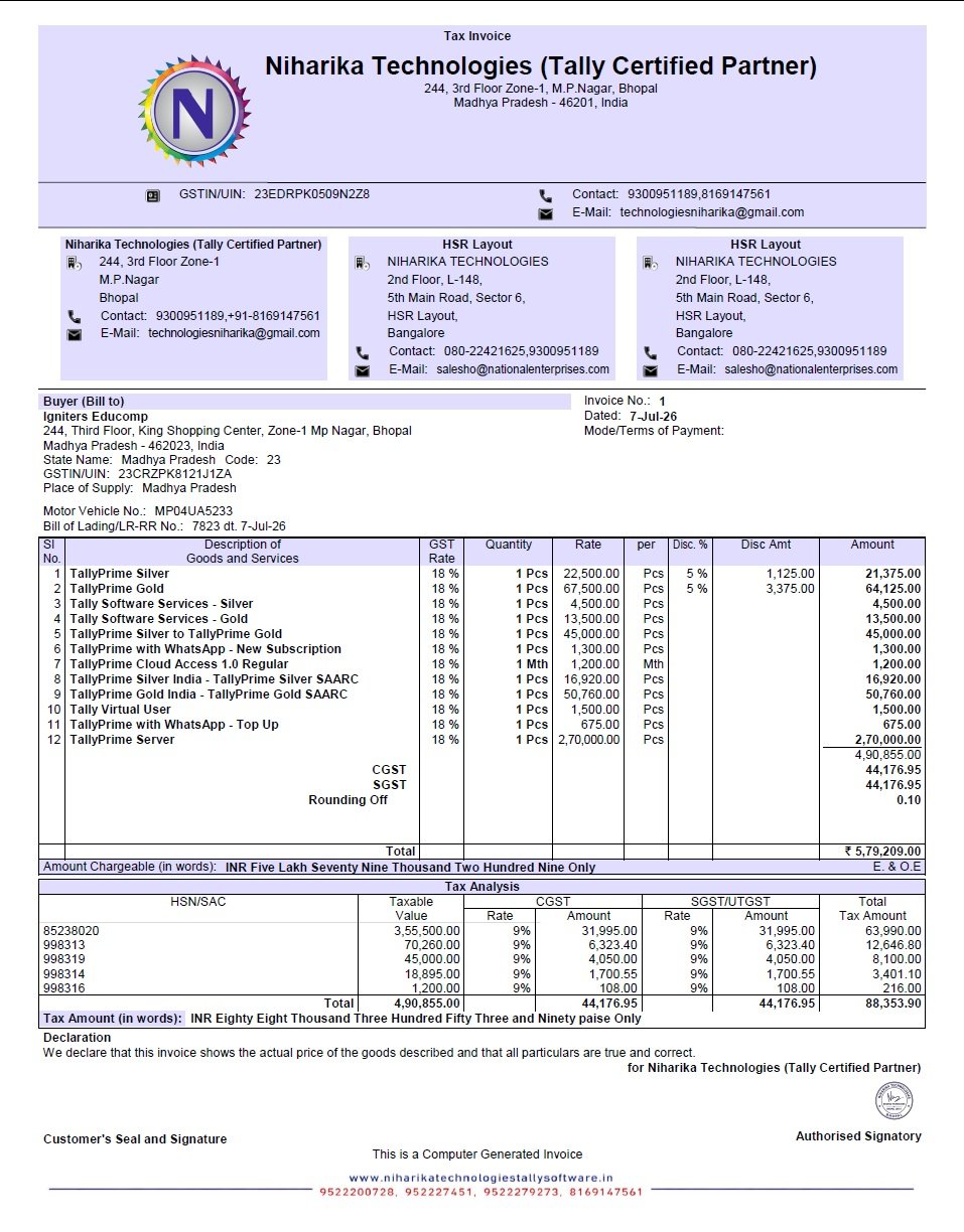 Read more about the article Tally Prime 7.1 Invoice Templates – 7 Professional GST Print Formats for Business