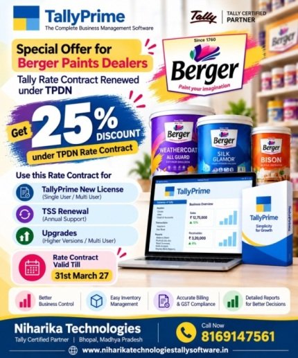TallyPrime Berger Paints Dealer Offer niharika technologies