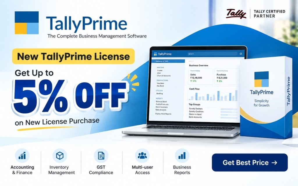 TallyPrime new license offer up to 5% discount in India